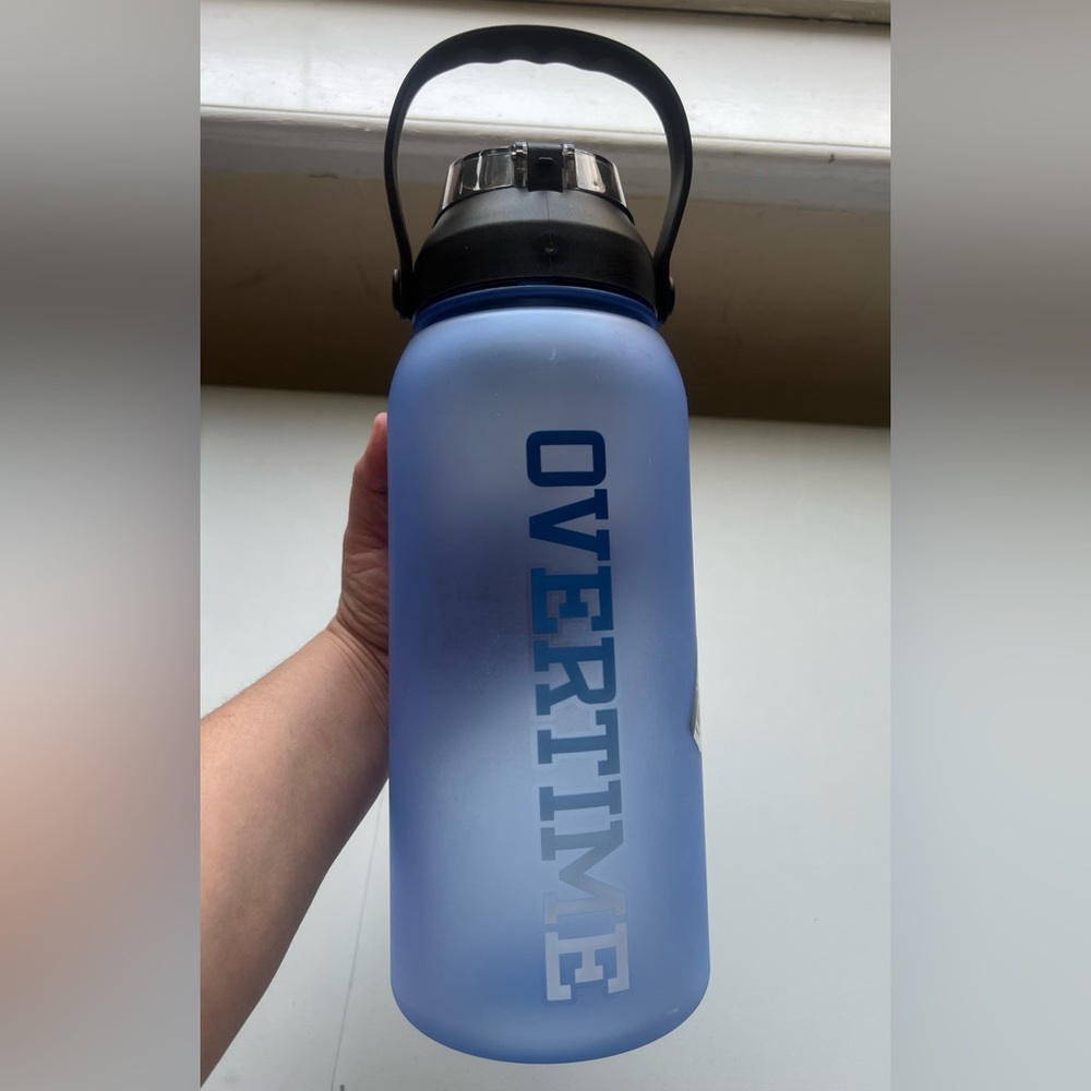 Overtime Blue Sports Water Bottle with Black Handle